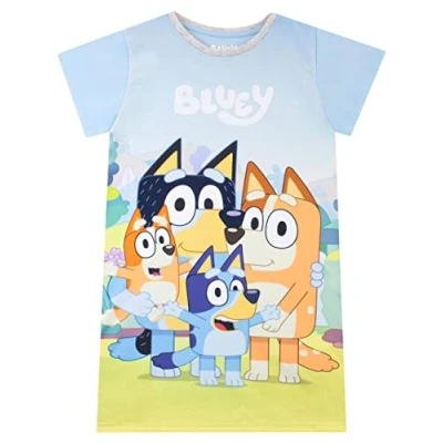 Image of Bluey Nightdress Short Sleeve Girls&#039; Nighties Nightie for Kids Multicolour 18 to 24 Months