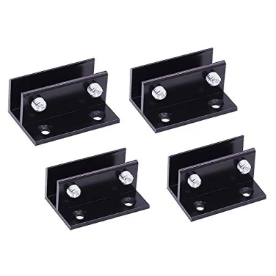 Image of 4pcs Adjustable Glass Clamp Holders, Black 90 Degrees Space Aluminum Corner Angle Connect Brackets, Suits 10 12mm Thickness