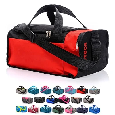 Image of Sports Bag Gym Holdall Men Women Duffel Shoulder Fitness Swimming Pool Travel Holiday Strap Cabin Luggage Weekender Overnight Camping Small 20L Large 40L (Red/Black, 20 L)