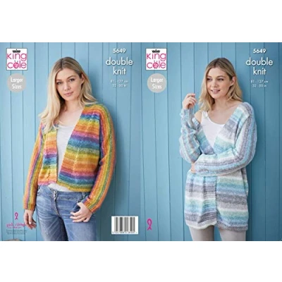 Image of King Cole 5649 Knitting Pattern Womens Short and Long Cardigans in Bramble DK
