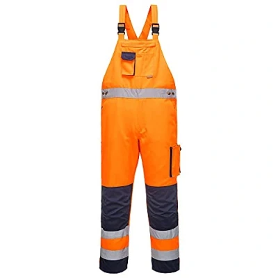 Image of Portwest Dijon Hi Vis Bib and Brace, Size: L, Colour: Orange/Navy, TX52ONRL
