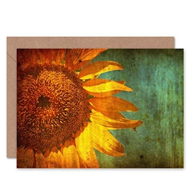 Image of Wee Blue Coo SUNFLOWER GRUNGE PHOTOGRAPHY BLANK GREETINGS BIRTHDAY CARD ART