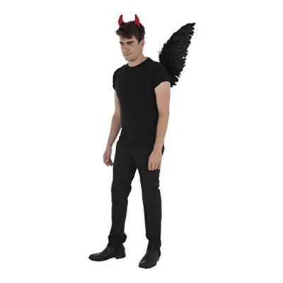 Image of Zac&#039;s Alter Ego Unisex Fancy Dress Devil Horns &amp; Large Feather Wings Set