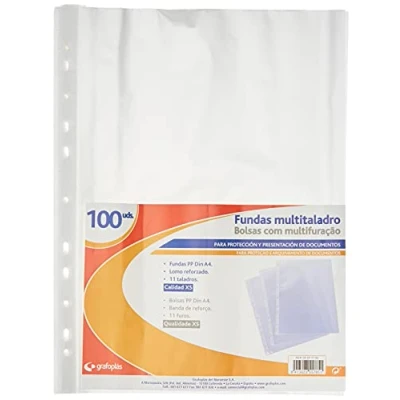 Image of Grafoplas 5577700 Plastic Pockets with Holes XS, A4, Transparent