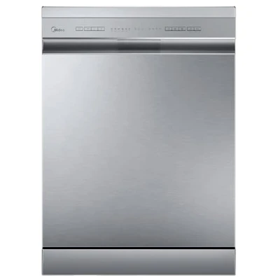 Image of Midea MDWPF1233C(S) WG UK Freestanding Dishwasher, 12 Place Settings, 60cm Width, Silver, Eco Wash, Quiet Operation, E Energy Rated