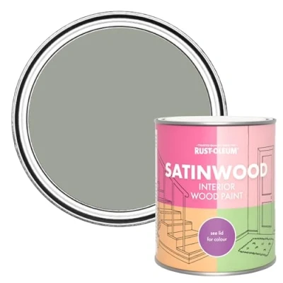 Image of Rust Oleum Green Satinwood Interior Wood Paint Tea Leaf 750ml