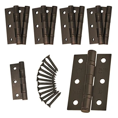 Image of Door Hinges 3&quot; 76mm Ball Bearing 5 Pair Pack [10 &amp; Screws] Dark Bronze