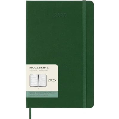 Image of Moleskine Weekly Planner, Agenda with Space for Notes 12 Months 2025, Hard Cover and Elastic Closure, Myrtle Green Color, Large Format 13x21 cm