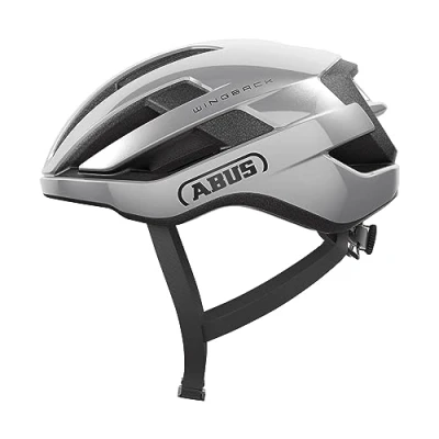 Image of ABUS WingBack Racing Bicycle Helmet Simple for Sporty Riding in Everyday Use and Leisure Time Adults Teenagers Silver, Size L