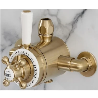 Image of Milano Elizabeth Traditional Dual Exposed Thermostatic Mixer Shower Valve Brushed Brass