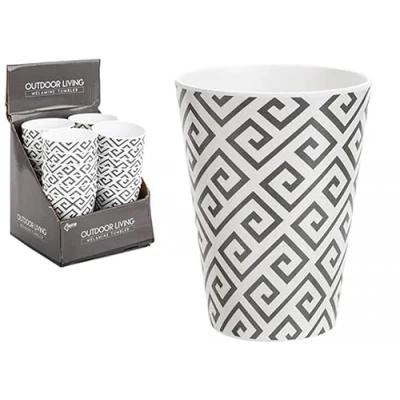 Image of Grey &amp; White Geometric Design Melamine Tumbler 325 ml, Durable Stylish Drinkware Perfect for Birthdays, Themed Events Home Use (1 Pc.)