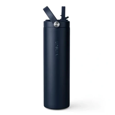 Image of Vinsun Stainless Steel Water Bottle with Straw 750ml Blue Double Walled Insulated Flask, Leak Proof, BPA Free Drinks for Sport, Outdoor, Work