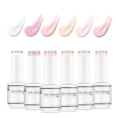 Image of Nicedeco Gel Nail Polish Set, UV/LED Soak Off Art Manicure Pedicure, Salon &amp; Home Use Long Lasting Easy to Apply 6pcs x 8ml Kit6
