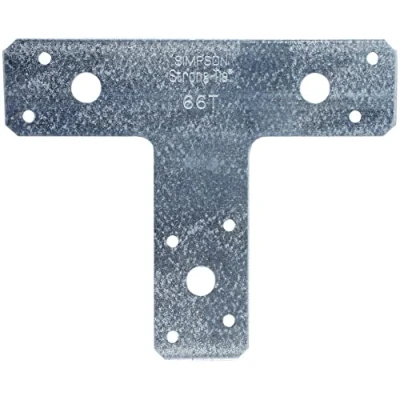 Image of Simpson Strong Tie 66T 6&quot; x 5&quot; 14 Gauge Galvanized T Strap, Blue, 1 Each