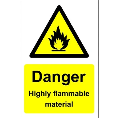 Image of Danger Highly Flammable Material Safety sign 3mm Aluminium 300mm x 200mm