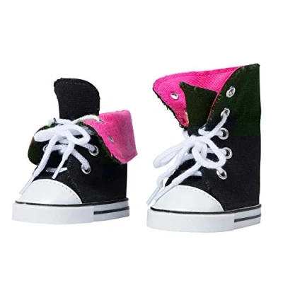 Image of The New York Doll Collection (Pink) Canvas Hightop Sneakers Trainers fits 18 Inch / 46 cm Dolls for Fashion Girl Shoes
