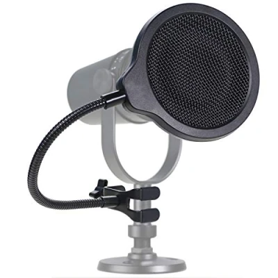 Image of MV7 Microphone Pop Filter Mask Shield For Shure Mic, 4 Inch 3 Layers Windscreen with Flexible 360Gooseneck Clip by SUNMON