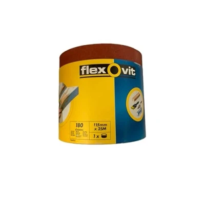 Image of Flexovit Sandpaper Roll 115mm x 25meters 180 Extra Fine Grit for Finishing : Unpunched 25m (1)