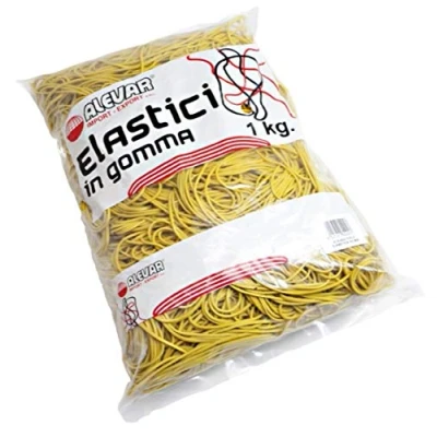 Image of Alevar Office Rubber Bands, Yellow, Diameter 70 mm, Pack in 1 kg Bag