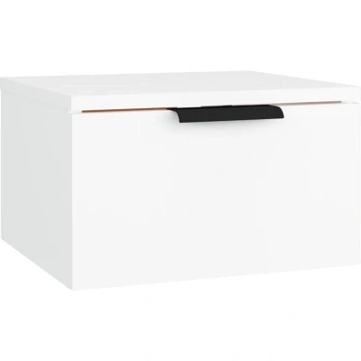 Image of vidaXL Bedside Cabinet, Wall Mounted Nightstand with Storage in White, Compact Floating Design, Easy Assembly, Small Bedroom Furniture, 34x30x20 cm, Engineered Wood