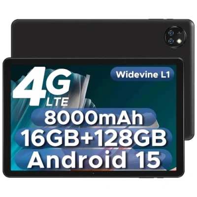 Image of DOOGEE T10W Android Tablets, 10.1 Inch, 4G Dual Tablet with SIM Card Slots, 9GB+128GB/1TB TF, 8000mAh, 14 Tablet, 5G WIFI Tab, HI RES Certification, Low Blue Light, BT5.0/OTG/Type C BLACK