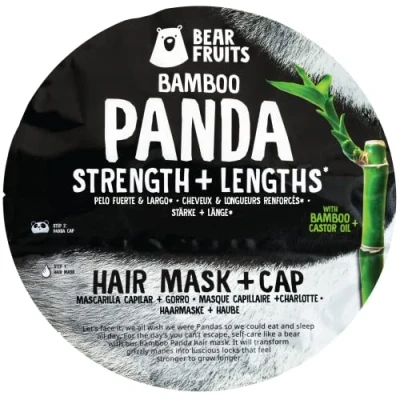 Image of Bear Fruits Bamboo Strength + Length Hair Mask with Panda Cap, 20 ml