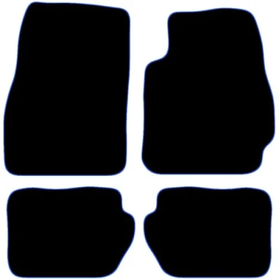 Image of Carsio Carpet Car Mats For Mazda 2 2007 TO 2012 Tailored Fit Floor Mat Set Complete Accessory Black Custom Fitted All Weather, Anti Slip Backing &amp; Blue Trim