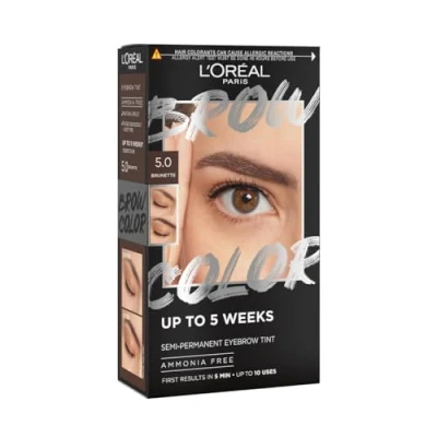 Image of L&#039;Oréal Paris, Semi Permanent Eyebrow Tint, Lasts Up to 5 Weeks, Visible Results in Minutes, 10 Uses, Ammonia Free, Brow colour, Shade: 5.0 Brunette