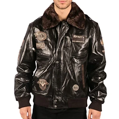 Image of TruClothing Men&#039;s Bomber Jacket Outwear Windproof Winter Air Force Aviator Real Leather Jackets Coat Brown XL