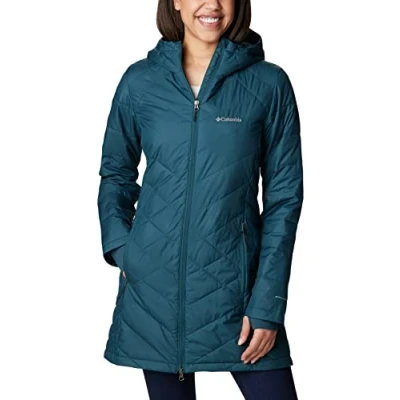 Image of Columbia Women&#039;s Heavenly Long Hdd Jacket Hooded Puffer Jacket, Night Wave, Size S