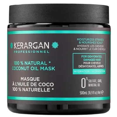 Image of Kerargan hair Mask with coconut, argan and chamomile oil to nourish moisturise your For dry brittle Sulphate, paraben silicone free 500 ml
