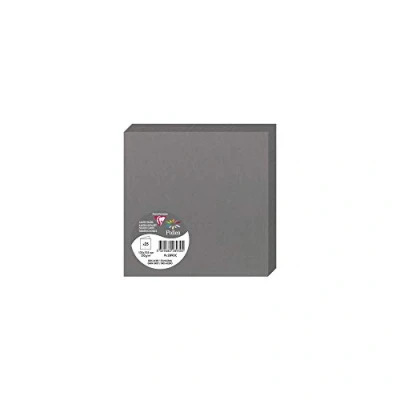 Image of Clairefontaine Ref 2893C Pollen Folded Card (Pack of 25 Sheets) 135 x 135mm Sized, 210gsm Card, Inkjet &amp; Laser Printer Compatible, Acid Free Dark Grey