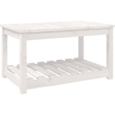 Image of vidaXL Garden Table White 82.5x50.5x45 cm Solid Wood Pine