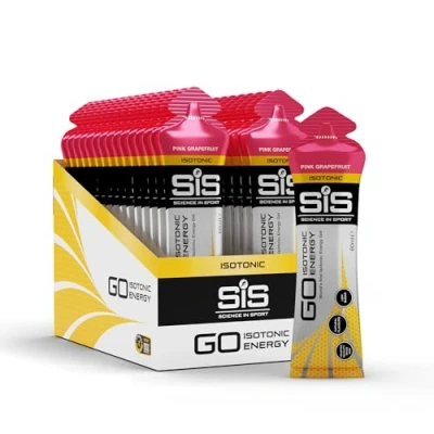 Image of Science In Sport GO Isotonic Energy Gels, Running Gels with 22 g Carbohydrates, Low Sugar, Pink Grapefruit, 60 ml Per Serving (30 Pack)