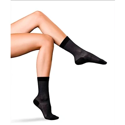 Image of FALKE Women&#039;s No. 2 W SO Silk Patterned 1 Pair Socks, Black (Black 3009), 4 5