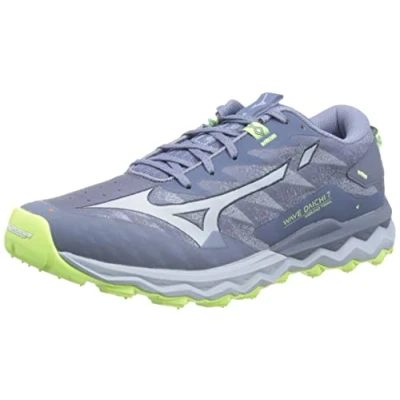 Image of Mizuno Women&#039;s Wave Daichi 7 Trail Running Shoe, VIndigo/SubduedB/NeoLime, 8 UK