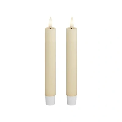 Image of Deluxe Homeart Indoor Flameless LED Taper Dinner Candle 2 Set Cream with Real Flame™️ Technology Battery Powered Candles (15 cm)