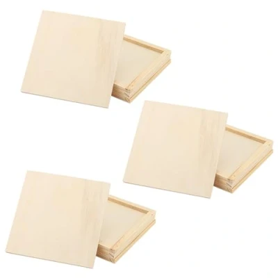 Image of MANCHAP 12 Pack 15 x 1cm Wood Canvas Panels, 6 Inch Square Wooden Board, Unfinished Cradled Panels for Painting, Drawing Art Crafts