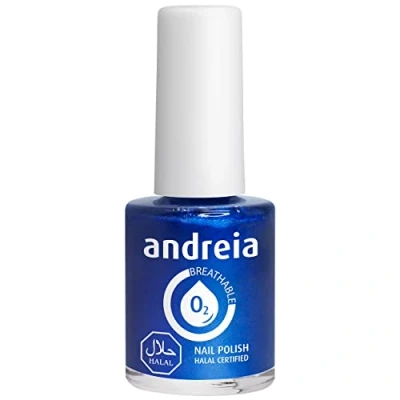 Image of Andreia Halal Breathable Nail Polish Water Permeable Red Glossy Vegan and Cruelty Free Colour B13 Metallic Blue 10.5 ml