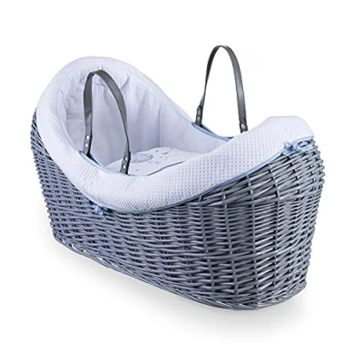 Image of Clair de Lune Over The Moon Grey Wrapover Noah Pod Integrated Hood Includes Handles, Coverlet, Padded Liner and Hypoallergenic Mattress Baby Cacoon Suitable from Birth 76 x 29 45 cm (Blue)