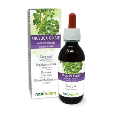 Image of Dong quai or Female Ginseng (Angelica sinensis) Roots Alcohol Free Mother Tincture Naturalma Liquid Extract Drops 120 ml Food Supplement Vegan