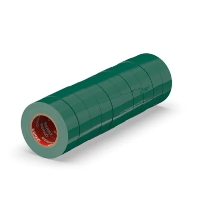 Image of ERKO electrical insulation tape Green 15mm x 10m 10 pack for wires, High flexibility, adhesive strength tape, sealing Strong PVC