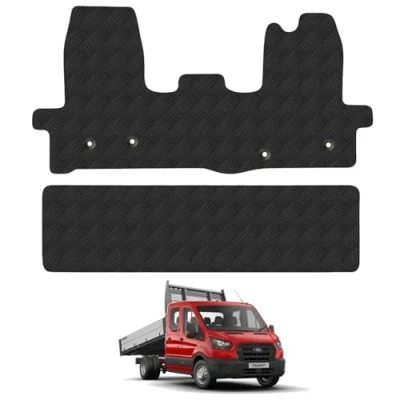 Image of 5mm Rubber Floor Mats for the Ford Transit (2014+) [Only suitable Tipper] Van Accessory Tailored fit Heavy Duty, Waterproof &amp; Anti Slip Work with Clips