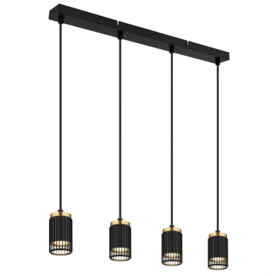 Image of Korben Bar Pendant Ceiling Light Matt Black 4x GU10