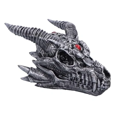 Image of Nemesis Now Tribal Flame 21.5cm, Resin, Silver, Dragon Figure, Silver Ornament, Collectable Giftware, Cast in the Finest Expertly Hand Painted