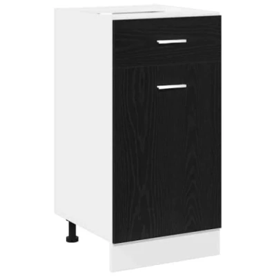 Image of vidaXL kitchen cabinet black oak engineered wood 40 x 46 81.5 cm one door cupboard for indoor settings
