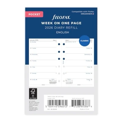 Image of Filofax Pocket week per page English 2026 diary 26 68226