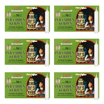 Image of OLShop AG Knox Pyramid Candles White Pack of 6 (6 x 50 Items) Size Approx. 14 70 mm Christmas