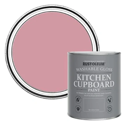 Image of Rust Oleum Pink Kitchen Cupboard Paint in Gloss Finish Dusky 750ml