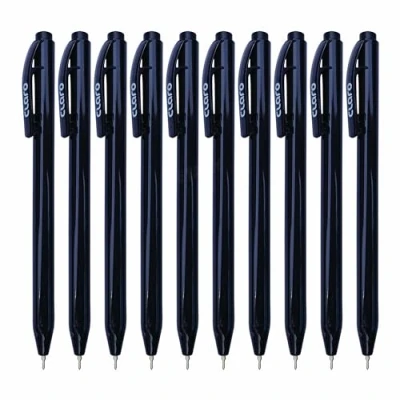 Image of TrioSRTnRT Retractable Ballpoint Pens, BLACK, Fine Point (0.7mm), Pack of 10, Click Ball Perfect for School Office Home Use, iZOFAX Black Pen